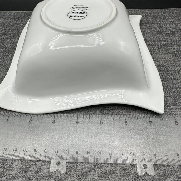 SIMPLE DINING Square Wavy Serving Bowl White Porcelain New Wave Modern Style 7.5 - Picture 9 of 12